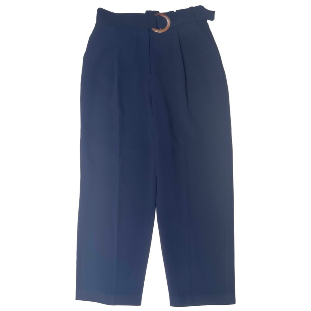 Topshop Wilma High Waist Belted Peg Trousers/Pants‎ - Navy Blue - US 6